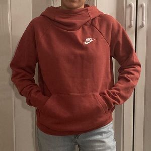 Nike hoodie, embroidered white logo, no drawstrings, front pocket